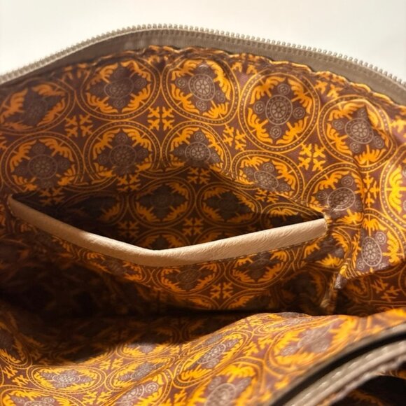 ALYSSA Double Compartment Flap Crossbody Bag Taupe Faux Leather Gold Hardware - Picture 5 of 12